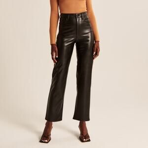 Abercrombie & Fitch Womens 12 Faux Leather The Ankle Straight Ultra Rise Pants